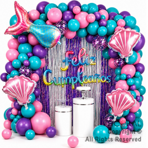 SET DE GLOBOS ARCO XL FELIZ CUMPLEA�OS SIRENA (GY7951) 100 UNIDADES